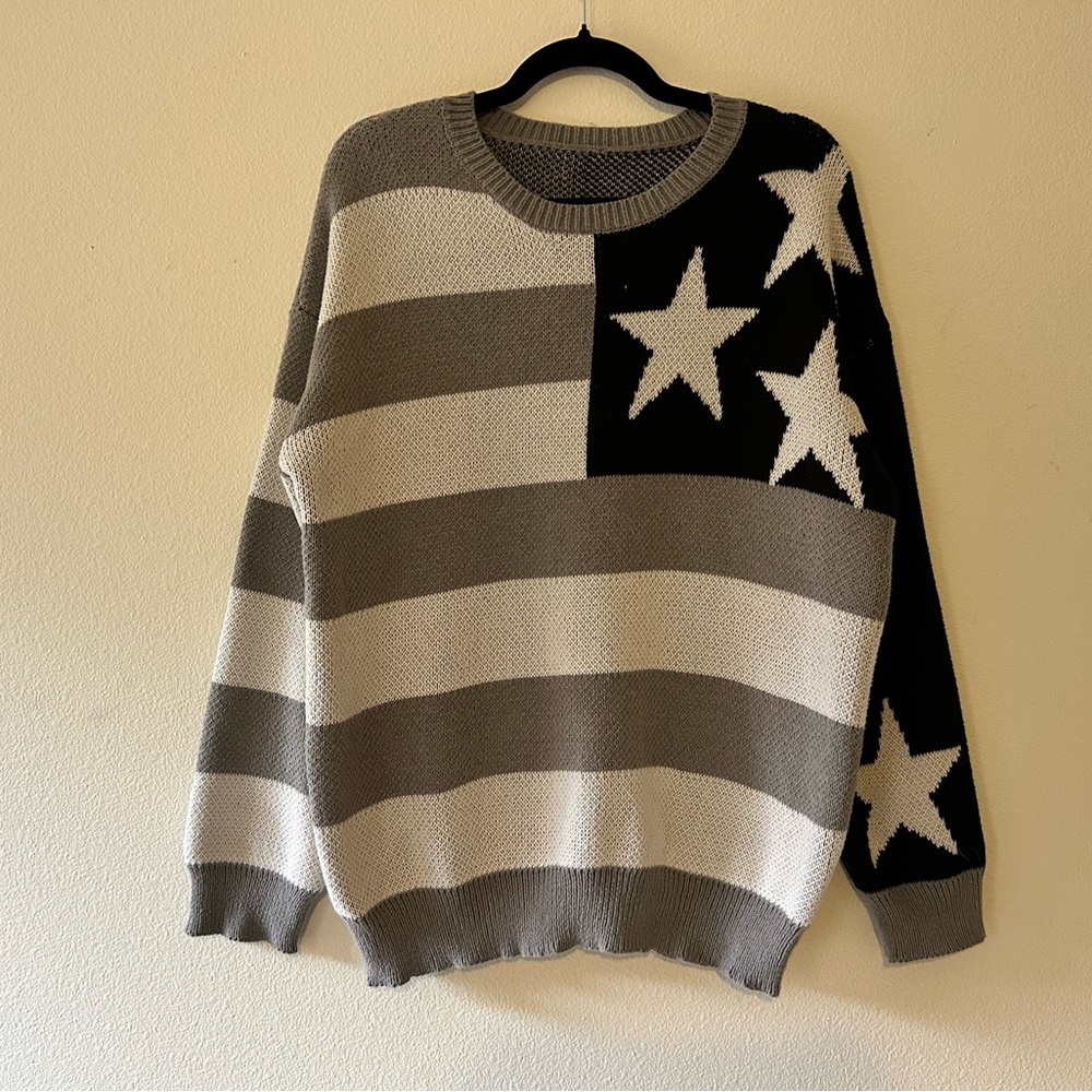 Grayscale American Flag Sweater